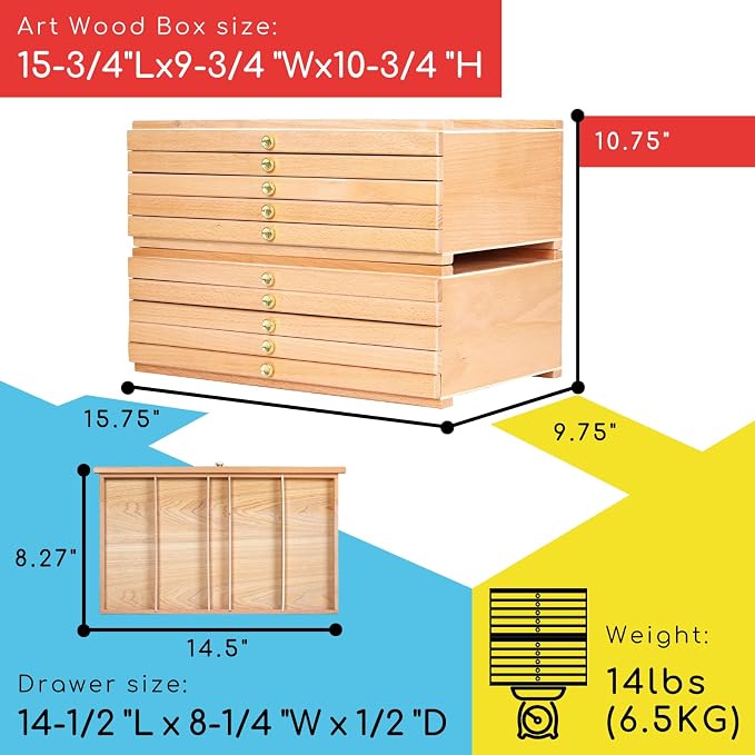 MEEDEN 10-Drawer Artist Supply Storage Box: Multi-Function Art Wooden Box