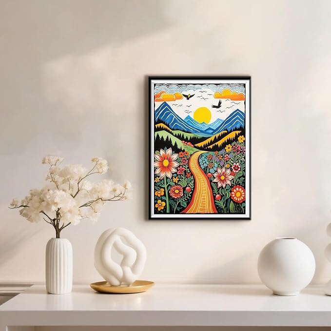 DOTSOPS Landscape Diamond Art Painting Kits Round Full Drill 11.8 x 15.7 in | DIY Paint by Diamonds for Adults,Beginner Craft Home Wall Decoration Gift