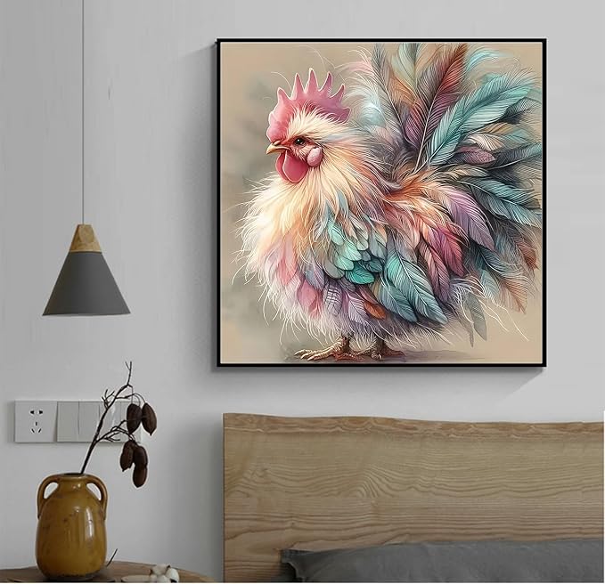 Acelii Colorful Rooster 5D Diamond Painting Kits for Adults Beginners | DIY Full Round Drill Diamond Art Kits,Paint by Diamonds Dots Gem Art Crystal Easy,Home Wall Decor 13.78X13.78 Inch