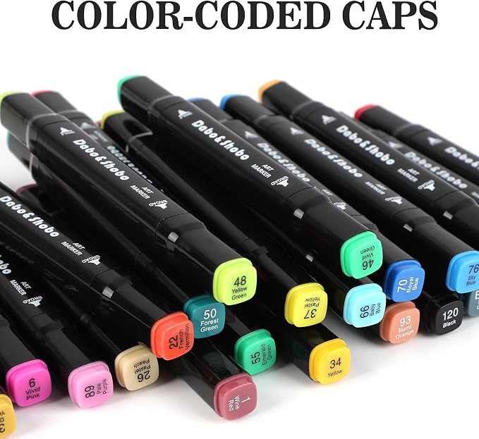 Dabo&Shobo 24 Colors Drawing Markers, Dual Tip Art Markers, Coloring Marker For Adult Sketching And Coloring (Pack of 3)