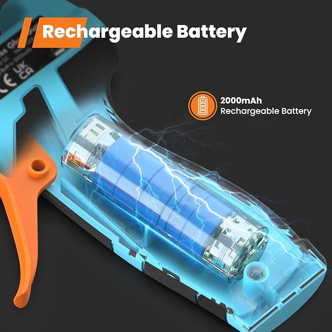 GoGonova Cordless Hot Glue Gun Kit, 2Ah Battery, Includes 25 Glue Sticks