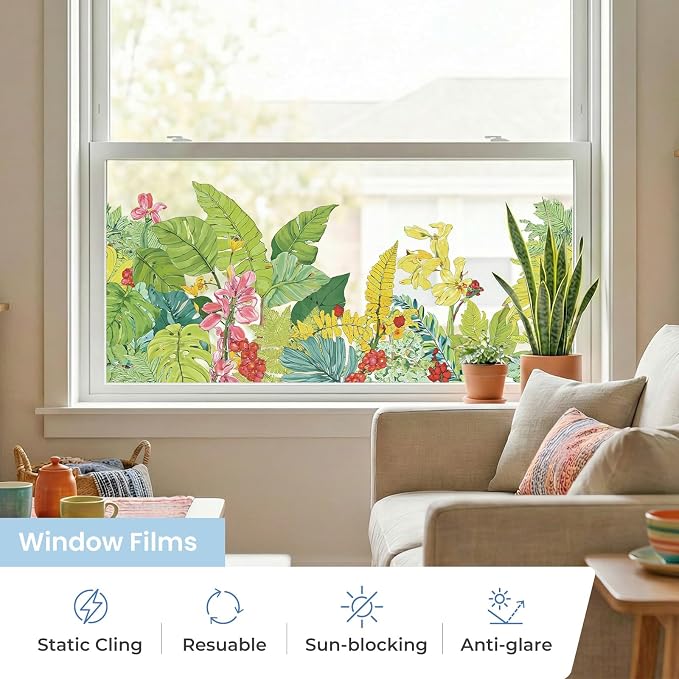 ADD.HERES Stained Glass Window Film, Window Film Decorative, 17.5 x 78.7 in