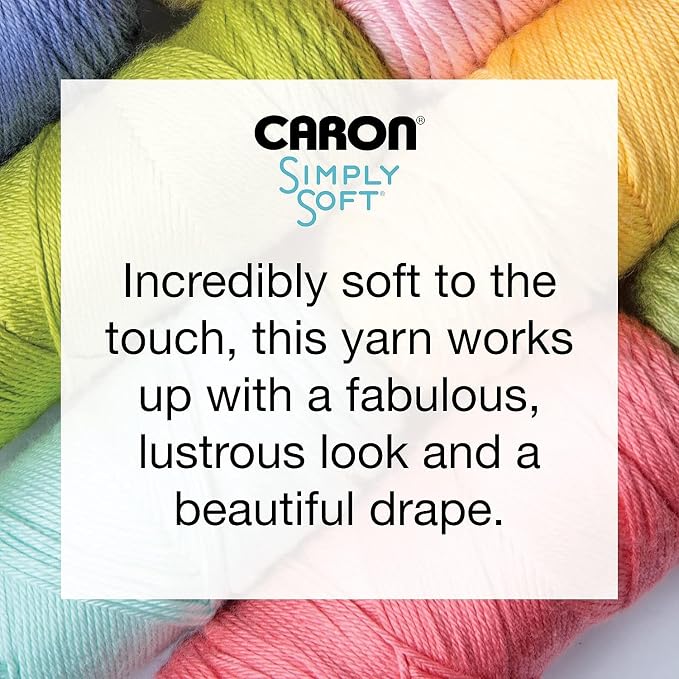 Caron Simply Soft Solids Yarn, 6oz, Gauge 4 Medium, 100% acrylic - Robins Egg - Machine Wash & Dry