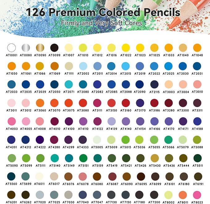 Arrtx 126 Colored Pencil Set, Soft Core, for Adult Coloring & Drawing