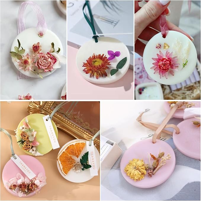 MEMOVAN Christmas Ornaments Resin Molds with Hole 4pcs Round Silicone Coaster Molds Round Pendant Casting Molds for Epoxy Resin Christmas Tree Decorations IY Crafts Keychain Making