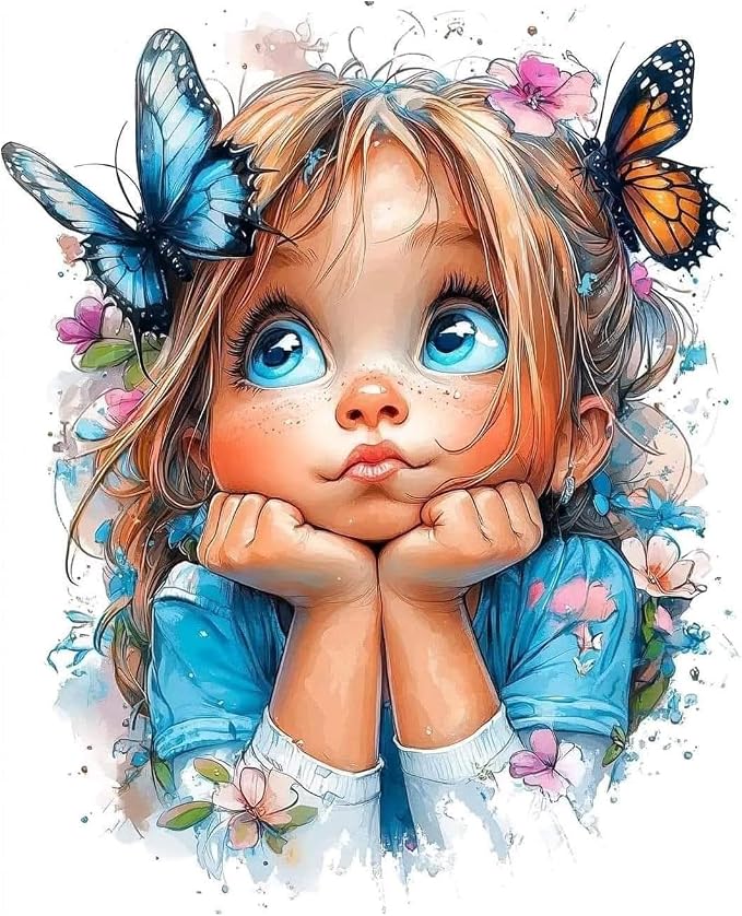 Amaieuin Cute Girl Diamond Painting for Adults,Diamond Art Painting for Adults,5D Diamond Painting for Home Decor and Gifts 12x16in