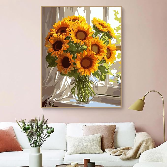 ZRIZQ Sunflower Paint by Numbers Kit for Adults Beginner,Flowers,16x20