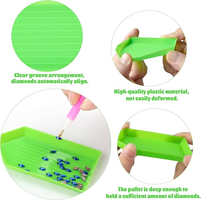 20 Pack Green Diamond Painting Trays – Diamond Art Tool Accessories for 5D DIY Diamond Painting Kits