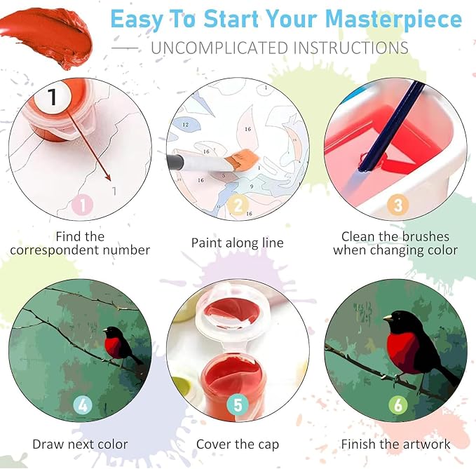 Birds Plant Paint by Numbers Kit for Adults, Color By Numbers for Adults | Funny Birds Plant Painting by Number Kits On Canvas, Number Artist Paint by Number Kit Funny Without Frame DIY, 12x16in