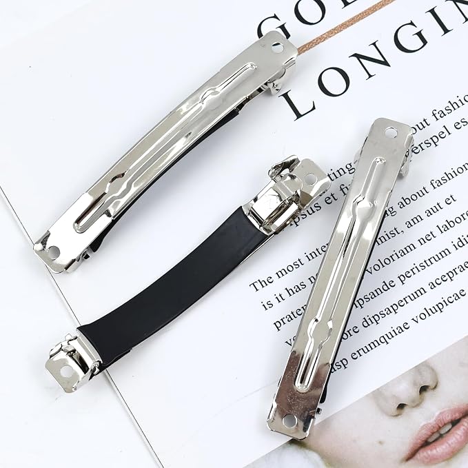 Dizila 20 Pieces 8cm/3" Plain Blank DIY Craft Project Silver Metal French Hair Barrettes with Strong Hold Snap Hair Clips Accessories for Women Girls Teens