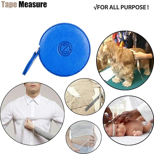 Sewing Tape Measure, Medical Body Cloth Tailor Craft Dieting Measuring Tape, 60 Inch/1.5M Dual Sided Retractable Ruler with Push Button Round(1 Pack, Blue)
