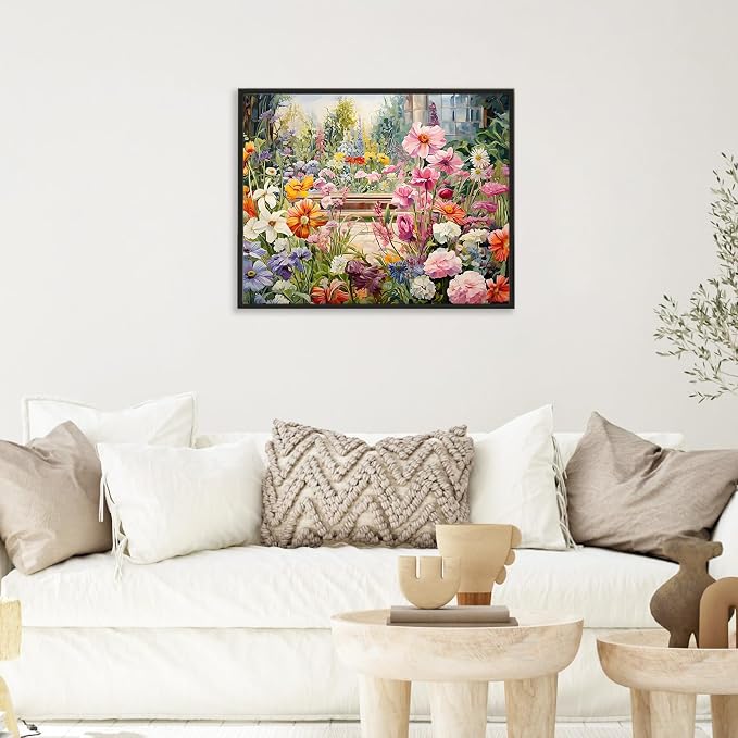 Paint by Numbers Kit for Adults, Garden Flowers Number Painting Canvas Kit | DIY Acrylic Painting Set for Beginners, Stress Relief Relaxing Craft, Home Wall Decor, Holiday Gift for Adults, 16x20 Inch