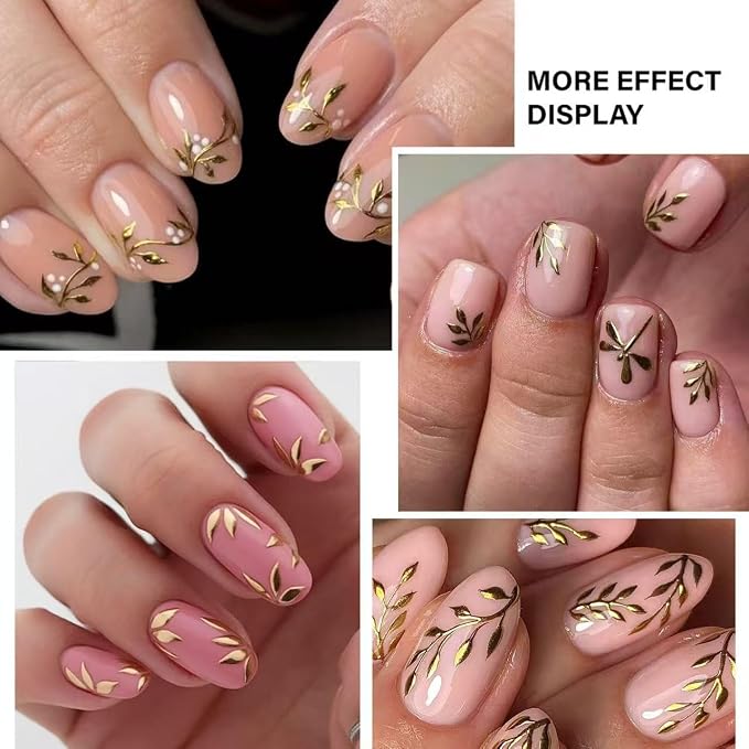 30 Sheets Fall Nail Art Stickers Gold Maple Leaf Nail Decals 3D Self-Adhesive Nails Supplies for Women Manicure Decorations