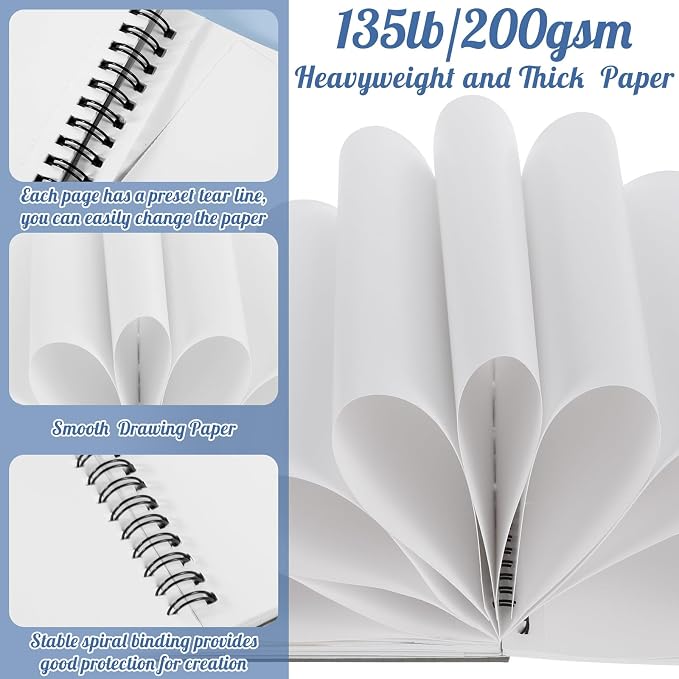 135lb/200gsm Marker Paper Pad, 8.3×8.9in Double Sided Bleedproof Sketch Pad, 30 Sheets Art Paper Spiral Sketchbook, Smooth Painting Coloring Alcohol Marker Paper for DIY, Gift