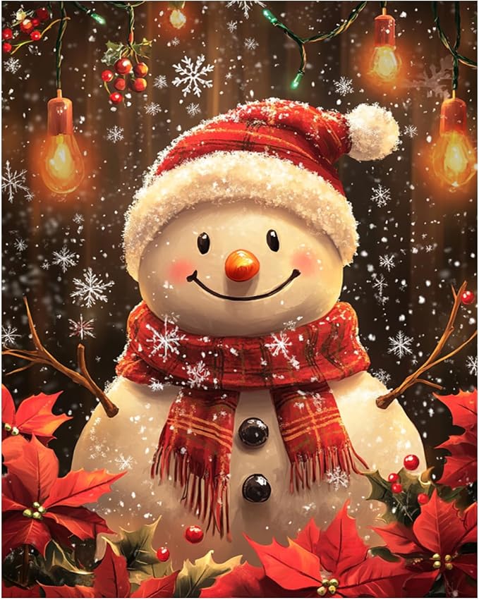 CRZMODE Christmas Paint by Numbers Kit for Adults, Snowman Paint by Numbers for Adults, Acrylic Painting Crafts for Home Decor Gift (16x20inch)