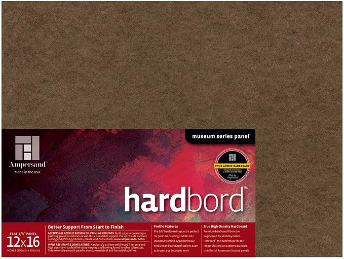 Ampersand Museum Series Hardbord for Painting and Mounting, 1/8 Inch Depth, 12X16 Inch (AMHB12)