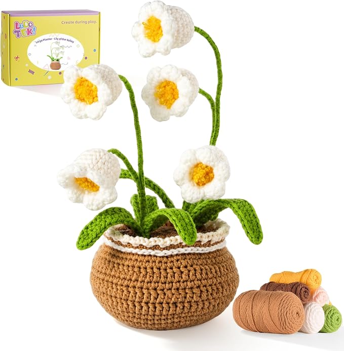 Crochet Kit for Beginners, Crochet Plant Kit,Knitting Kit (Bell Orchid)