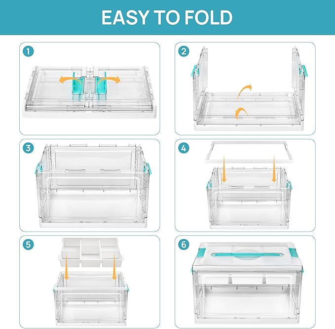 Vtopmart 24 QT Clear Plastic Craft Storage Box with Tray & Dividers, 2 Pack | Art Supply Organizer for Coloring Books, Craft Supplies, Modeling Clay, Molds, Easy Access