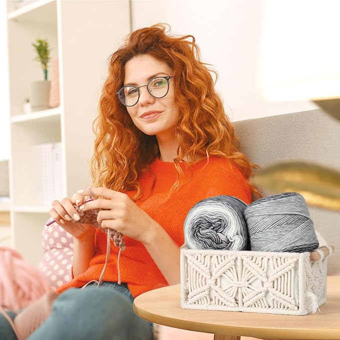 Katech 4 Pack Ombre Yarn for Crocheting-Fairyland Gradient Cake Yarn | 100g/3.52 oz-DK Light Weight #3-60% Cotton 30% Acrylic 10% Wool-Perfect for Scarves, Shawls, Blankets and Garments(O)
