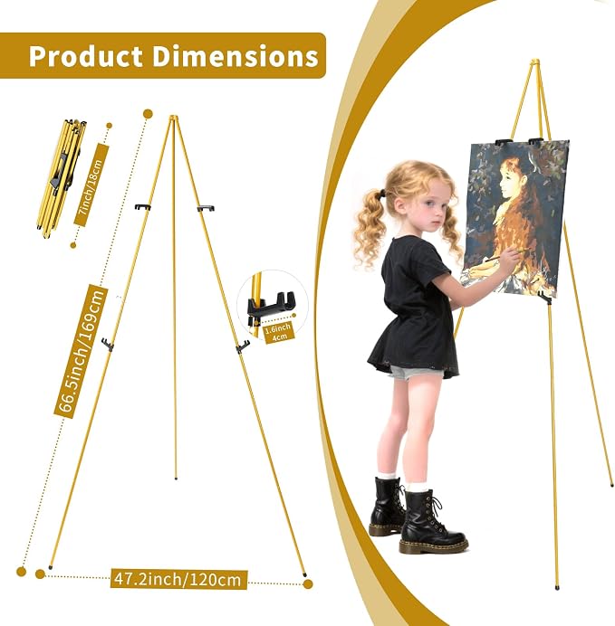 MXG Easel Display Stand, 66" Adjustable Metal Easel for Painting & Sign