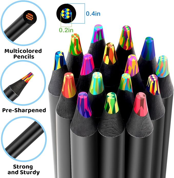 WEMEMORN 16 Color Rainbow Pencils, Colored Pencils for Adults Kids, Multicolored Pencils Art Supplies for Coloring, Drawing, Sketching, Pre-sharpened, Valentines Gifts Easter Basket Stocking Stuffers