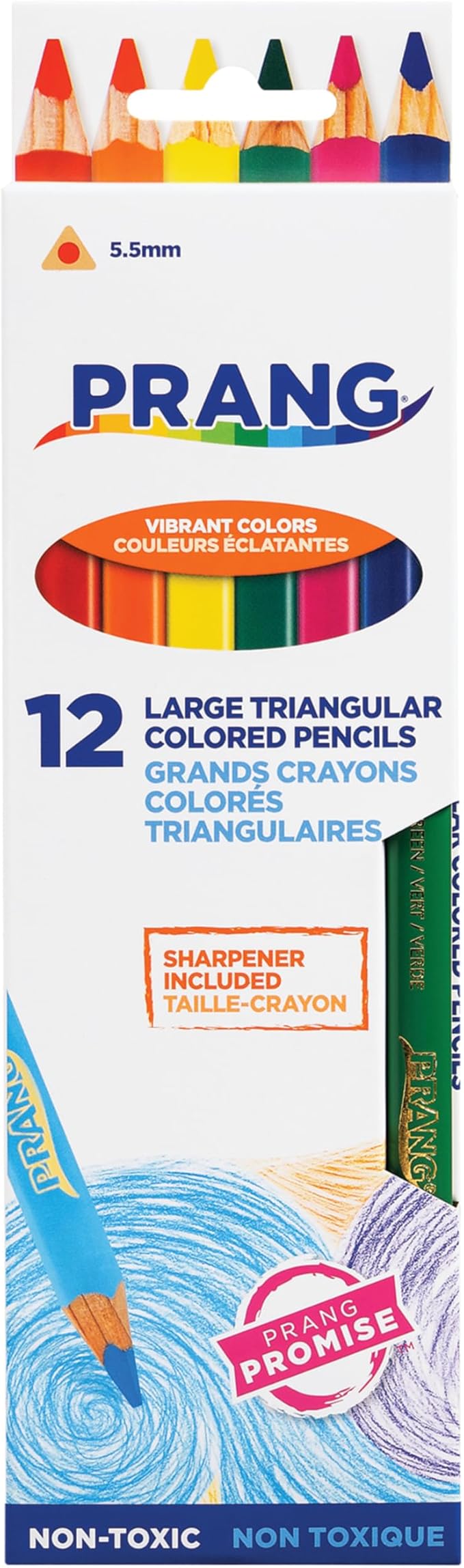 Prang Triangular Colored Pencils With Sharpener, Assorted Colors