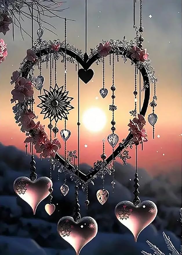 Love Heart Diamond Painting Kits for Adults, 5D Diamond Art Kits for Adults