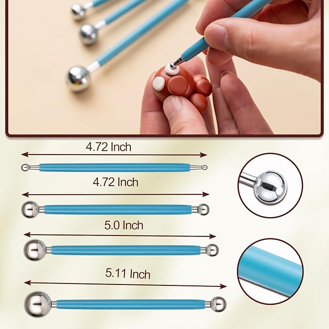 Amrules 10Pcs Double-Ended Stainless Steel Dotting Tools with Multiple Size | Lightweight & Versatile, Multiple Sizes for Precision Dots & Details, Ideal for Rock Painting, Pottery, Nail Art, and More