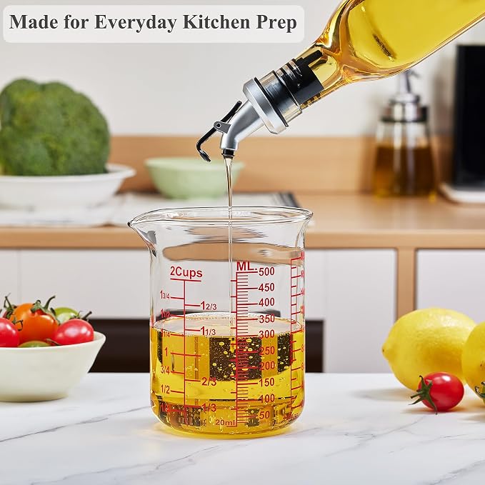 Ackers BORO3.3 Borosilicate Glass Measuring Cup, 500 ml (16 oz, 2 Cup)