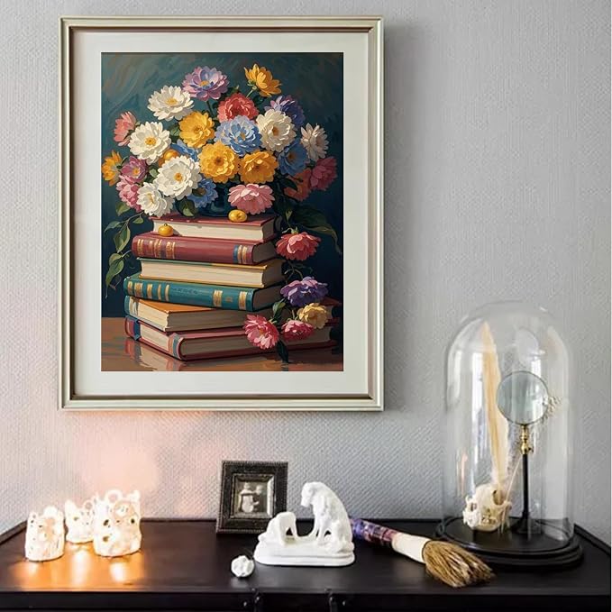 Gamteldot Diamond Art Kits for Adults - 12x16 Inch 5D Full Drill DIY Book Diamond Art Diamond Painting,Book Flowers Diamond Dots Gem Art Crafts for Home Decor and Gift