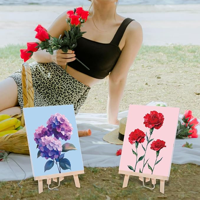 Sherr 24 Pcs Pre Drawn Canvas for Adult, Flower, 8 x 10 Inch