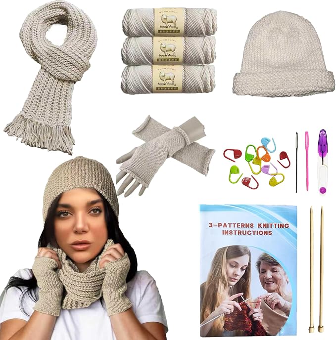 Kaaper Beginner Knitting Kit for Adults, Learn to Knit Crochet Starter Kit