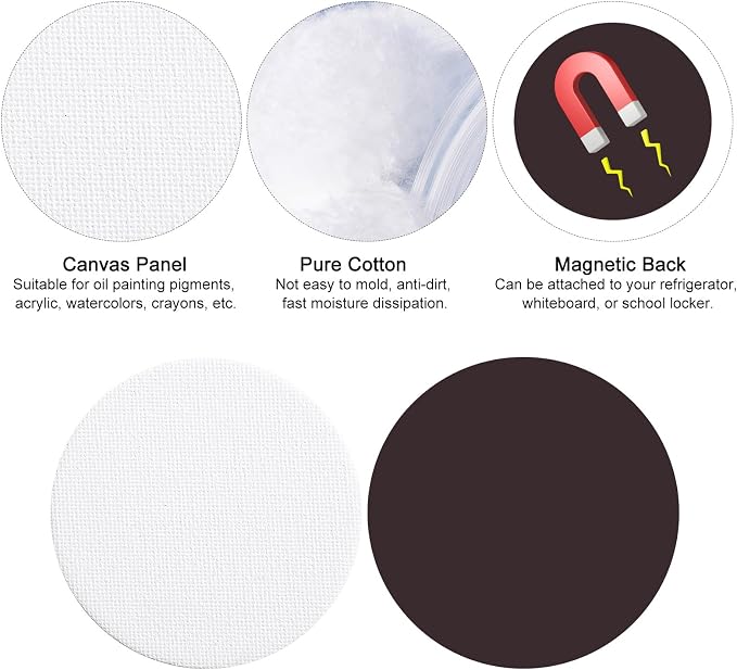 50 Pcs Magnetic Painting Canvas Panel Mini Canvas Boards for Painting Mini Tile Art for Fridge Locker Art Crafts DIY