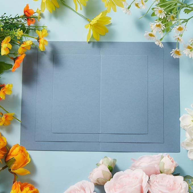 50 Pack Blank Folded Cardstock Cards, Dusty Blue, 4x6