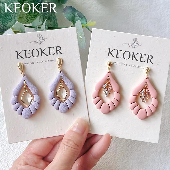 Keoker Scalloped Drop Polymer Clay Cutters,4 Shapes Polymer Clay Dangle Earring Cutters