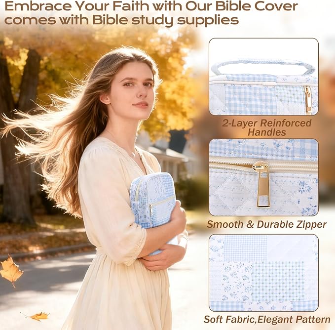 XKDOUS Bible Cover Case for Women Bible Bag Journaling Kit w/Study Supplies