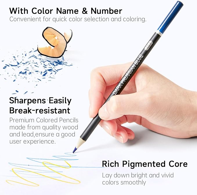 Shuttle Art 174 Colored Pencils for Adults, Soft Core Coloring Pencils Set with 1 Coloring Book, 1 Sketch Pad, 4 Sharpener, 2 Pencil Extender, Perfect for Artists Kids Adults, Drawing