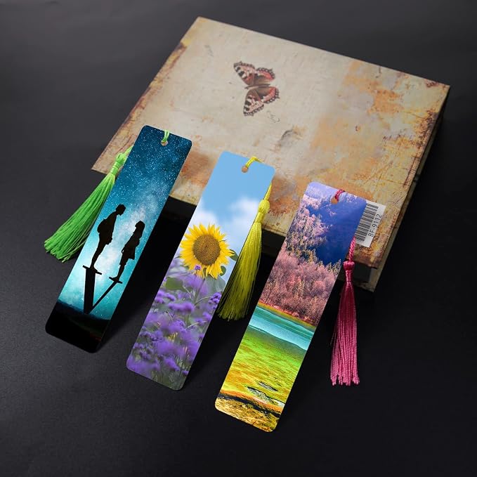 GEKIXUTP 120 Pcs Sublimation Bookmark Blank Heat Transfer Aluminum Metal Bookmarks Bulk DIY Bookmarks with Hole and Colorful Tassels for Crafts,Personalized Tassels Blank Bookmarks, White