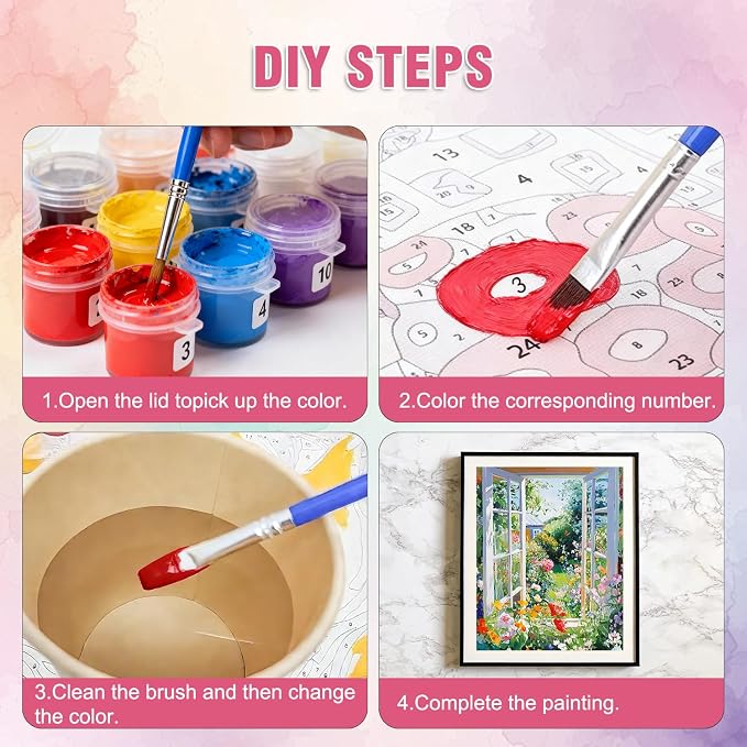 Amaieuin Flower Paint by Numbers Kits for Adults