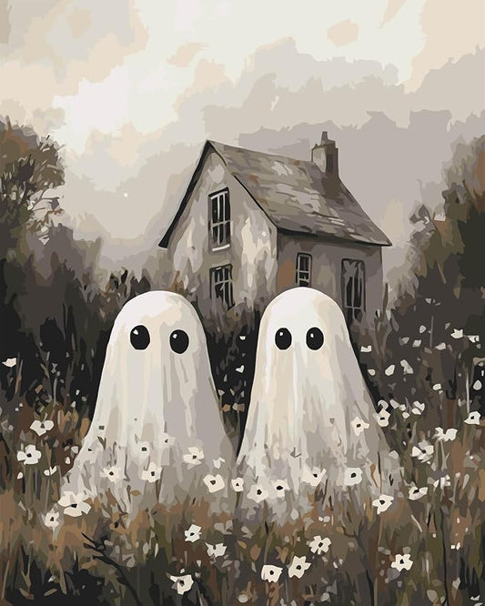 Gearock Halloween Ghost Paint by Numbers Kit for Adults, 16x20 Inch | Beginners Easy Acrylic Painting Kits for Holiday Room Bedroom Living Room Bathroom Wall Decor