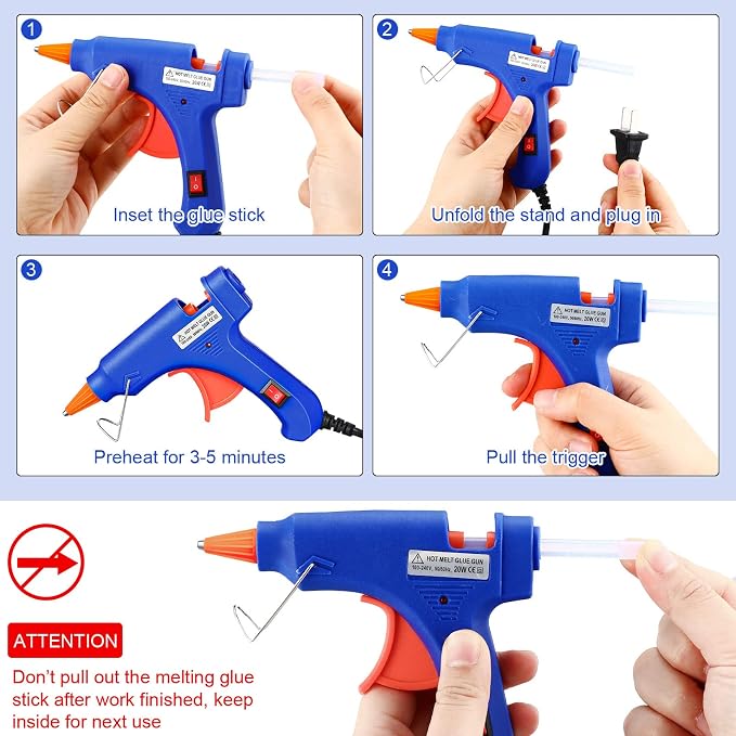 Zhengmy 6 Pcs Mini Hot Glue Guns 20W Low Temp Burn Protection,Blue