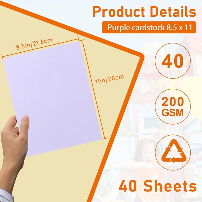 Guakicae 40 Sheets Light Purple Cardstock 8.5 x 11 Printer Paper 75lb