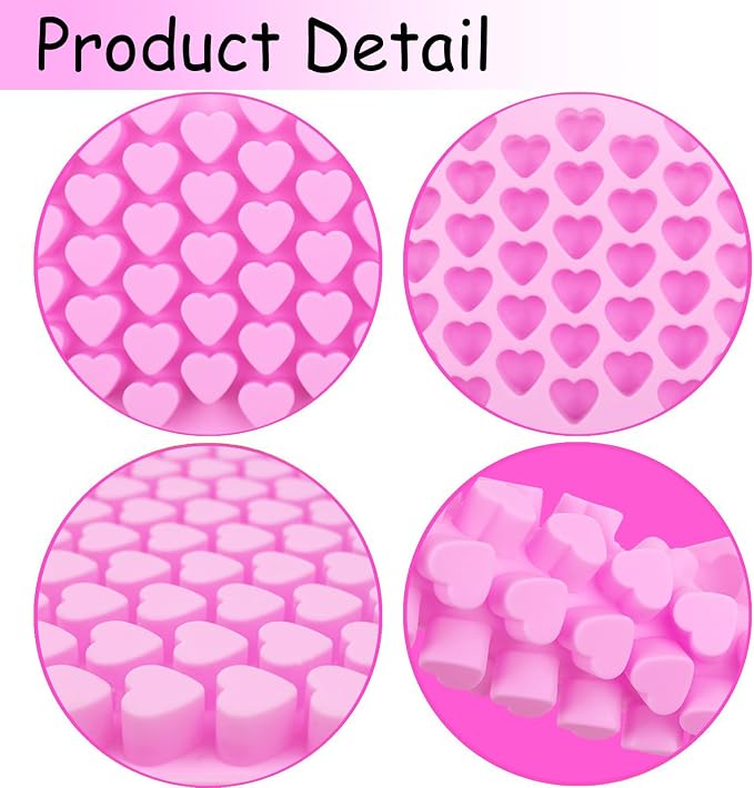 3 Pack Wax Melts Molds Silicone,Mini Heart Molds Candle Mold