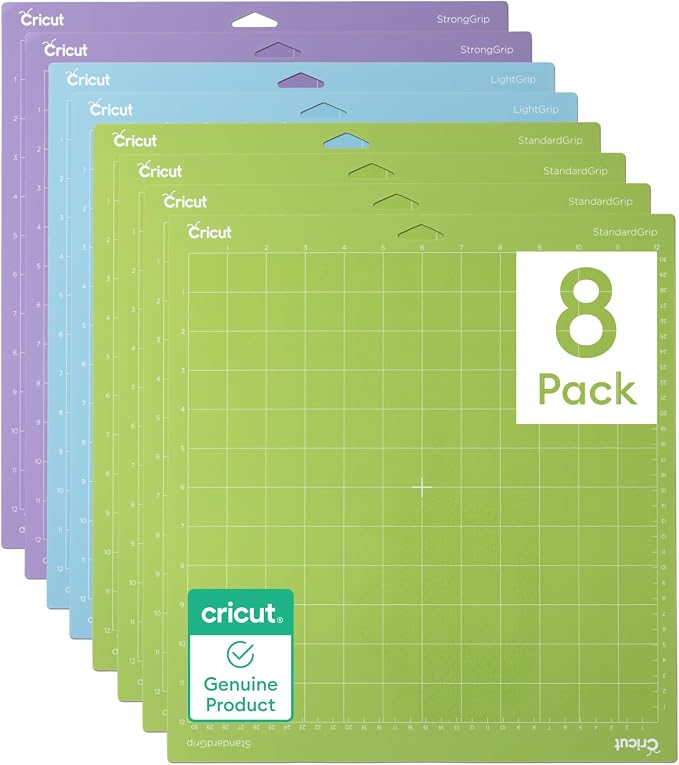 Cricut Cutting Mat Variety Pack (8 Count, 12in x 12in) | For Explore & Maker Machines - Includes 4 StandardGrip, 2 LightGrip, 2 StrongGrip
