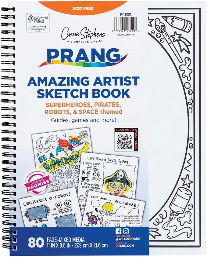 Prang Amazing Artist Sketch Book By Cassie Stephens, White