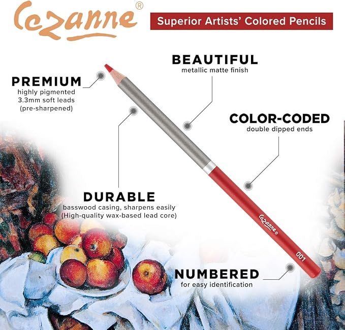 Cezanne Creative Mark Premium Colored Pencils MultiColor Set of 120 - Highly-Pigmented Drawing Pencils - Coloring Pencils for Drawing, Blending, Coloring, and More