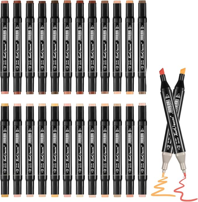 Skin Tone Colors Alcohol Markers Set,24 Color Dual Tips Art Markers,Markers Pens for Artist Adults Coloring Illustration Painting DIY Crafts Making Art Supplies