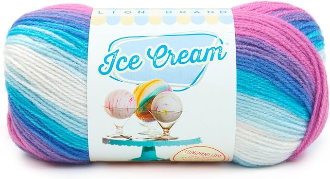 Lion Brand Yarn (1 Skein) Ice Cream Baby Yarn, Moon Mist, 1182 Foot (Pack of 1)