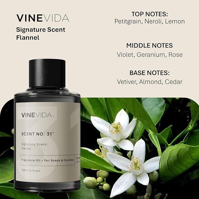 VINEVIDA [4oz] Flannel Fragrance Oil for Candle Making and Soap Making - Premium Candle Scents for Soy Candles