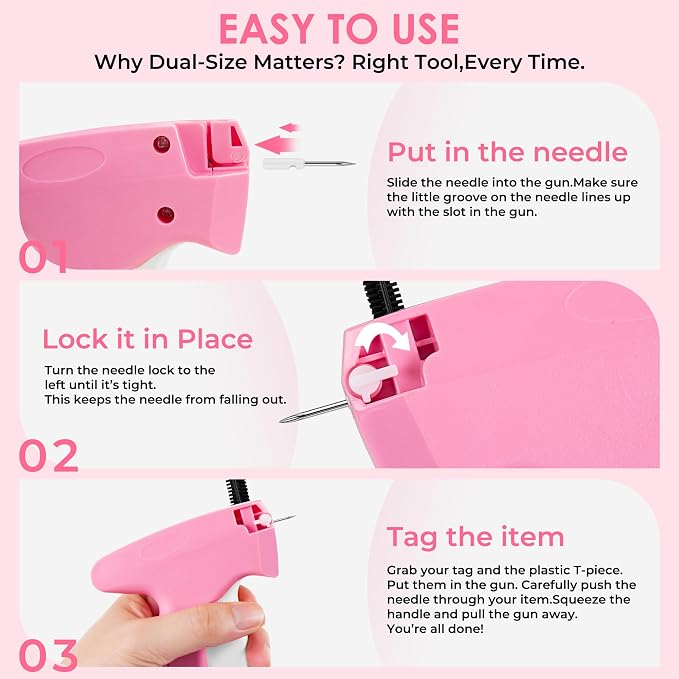 Stitch Gun for Clothes - Handheld Stitch Gun Quick Clothing Fixer - Tagging Gun - Includes 6 Needle, 1000 Black Fasteners & 1002 White Fasteners